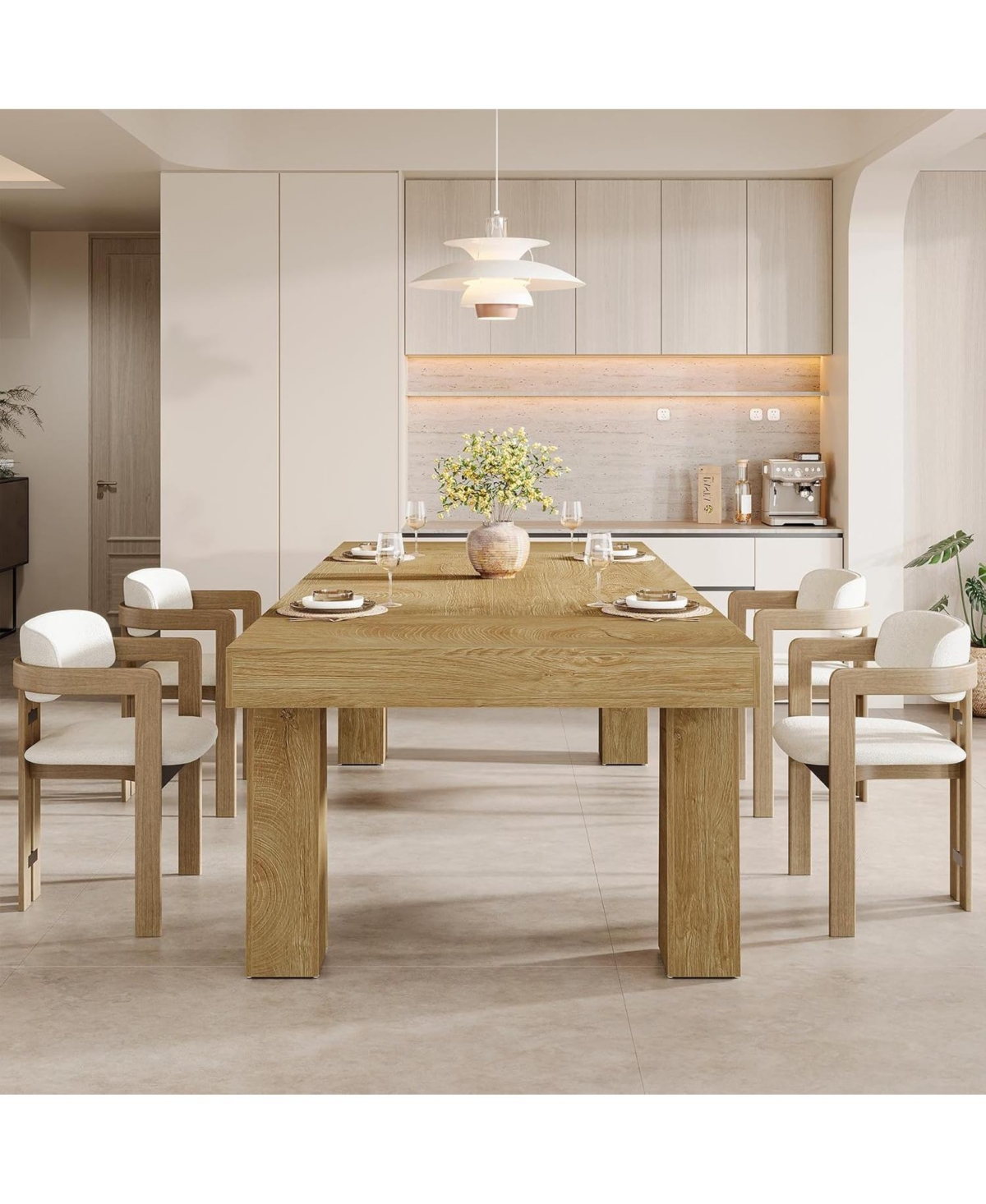 Tribesigns 63 Inch Dining Table for 4-6 People, Modern Rectangular Kitchen Table with Heavy Duty Tapered Legs