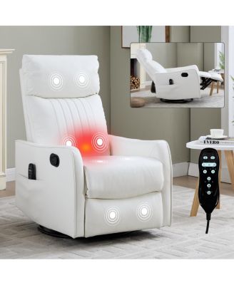  Heat Faux Leather Manual Rocker Swivel Recliner Chair