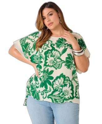 Plus Size Floral-Print Hi-Low Blouse