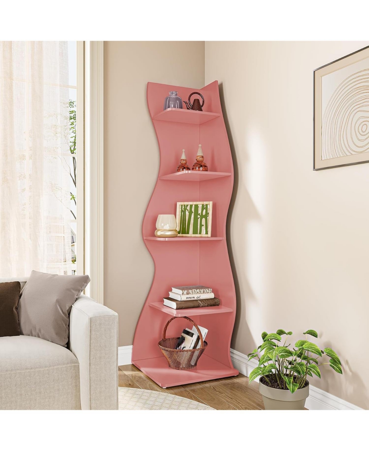 Tribesigns 5-Tier Corner Bookshelf for Small Space