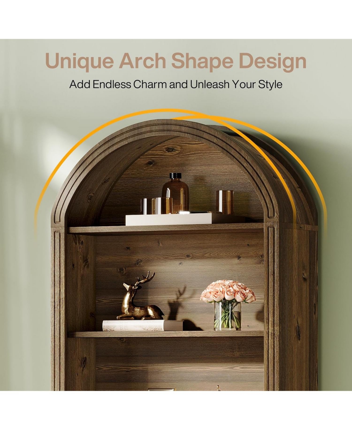 Tribesigns 6-Tier Arched Bookshelf with Open Shelves
