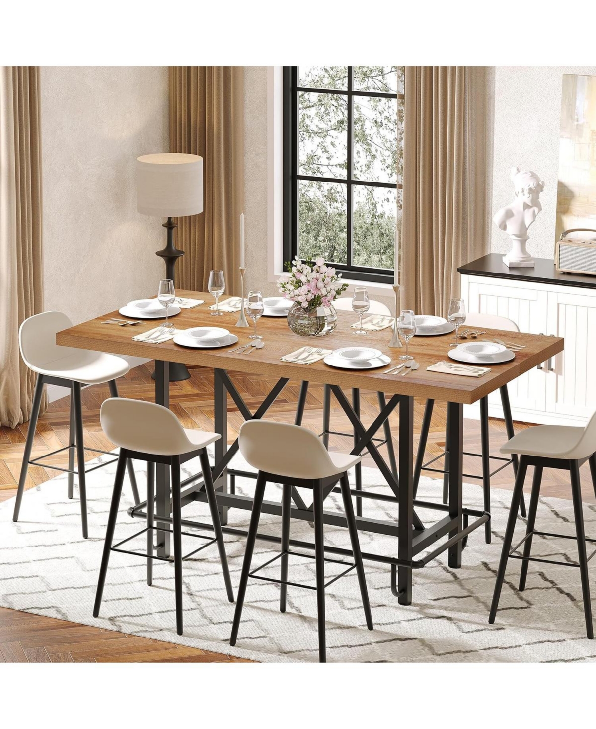 Tribesigns 35.43" Counter Height Dining Table for 6
