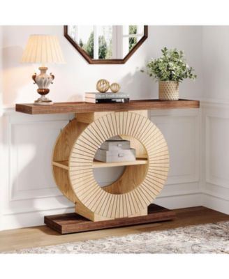 Console Table with Storage and Circle Base