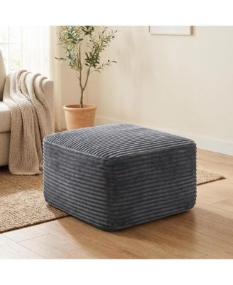37.5" Corduroy Square Upholstered Ottoman Foot Stool