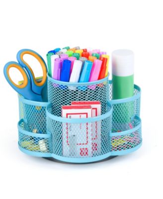 Mesh Desk Organizer With 2 Tier Trays Magazine Holders and Pen Holder