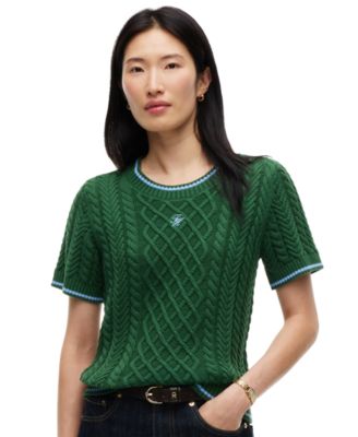 Women's Heritage Cable-Knit Short-Sleeve Sweater