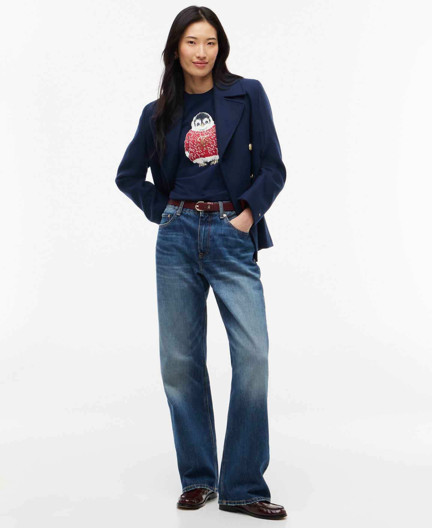 Женская футболка Tommy Hilfiger Holiday Graphic Short-Sleeve, цвет: Тёмный синий — фото 2