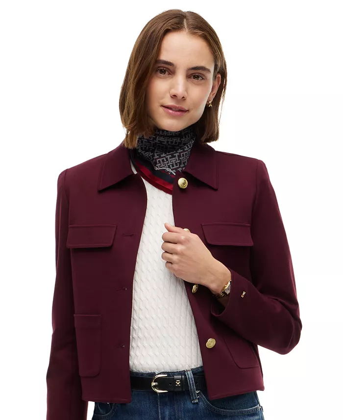 Women's Ponte Knit Band Collar Jacket - thumbnail 5