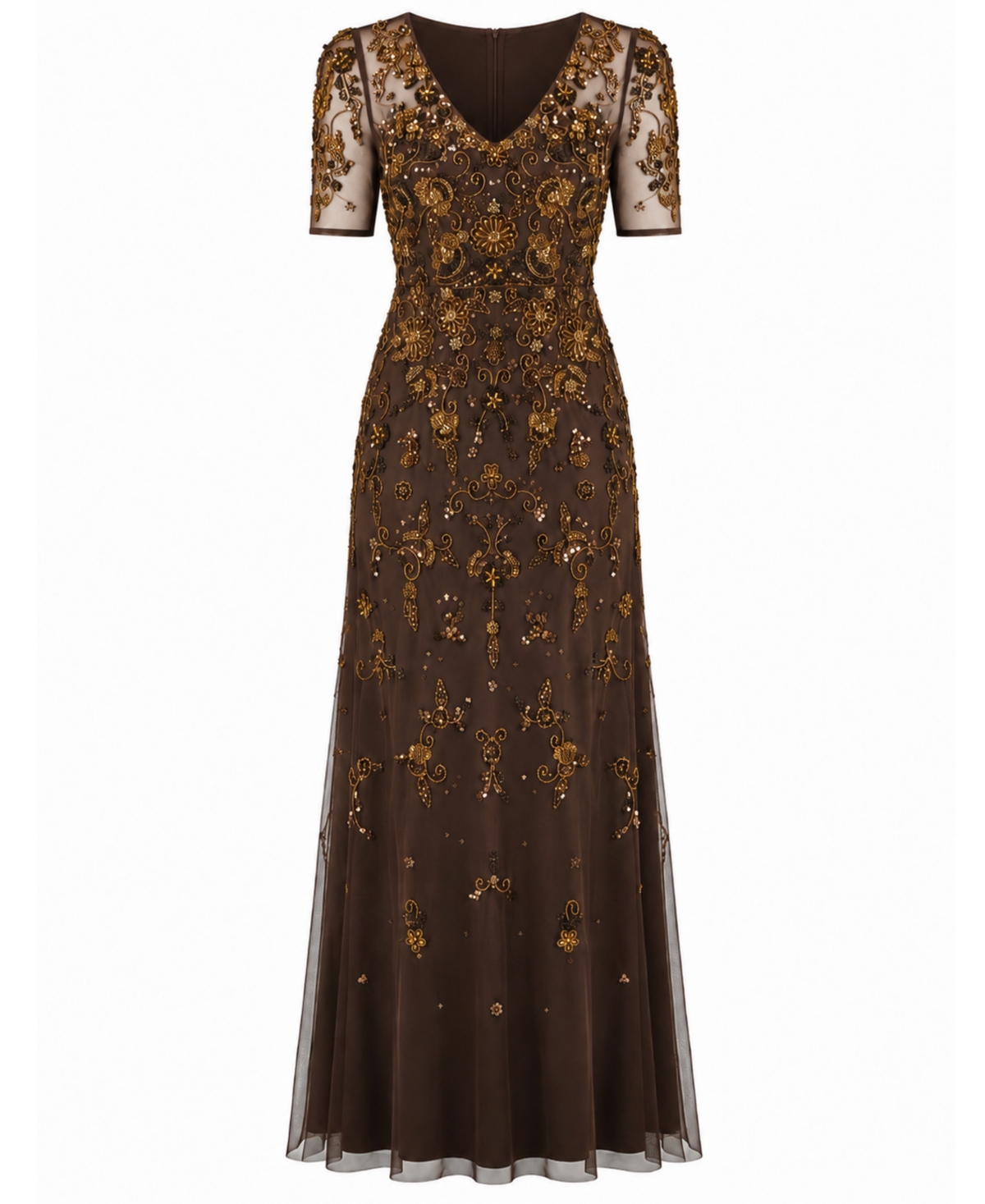 Adrianna Papell Petite Sequin V-Neck Gown