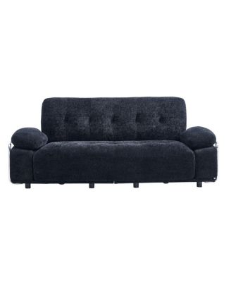 Modern 88.9" Chenille Sofa with Steel Arm Frame and Compression Cushions