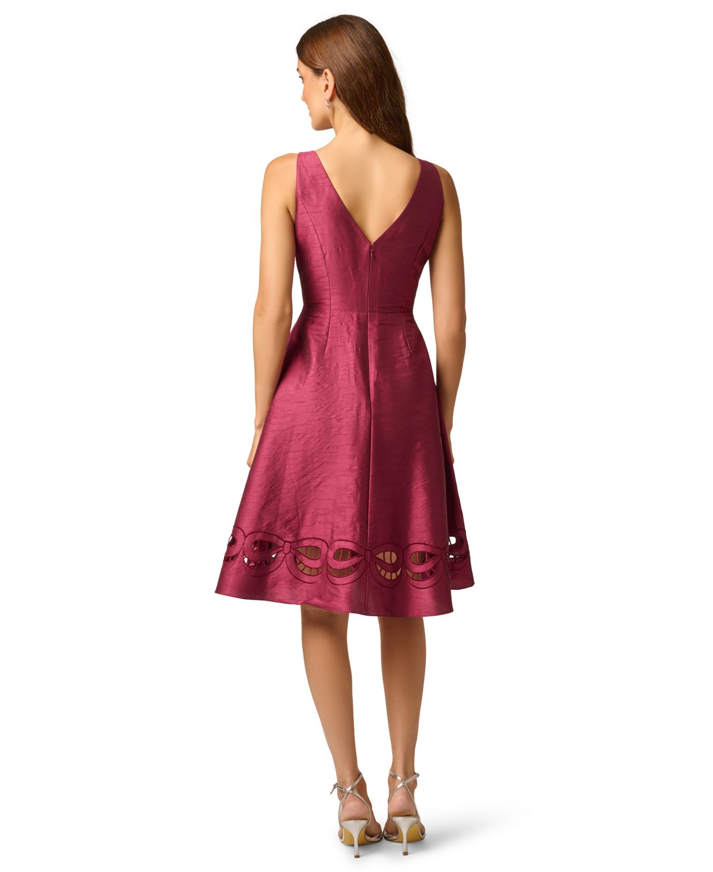Женское платье Adrianna Papell Cutout Dupioni Midi Boat Neck, цвет: Винный — фото 6