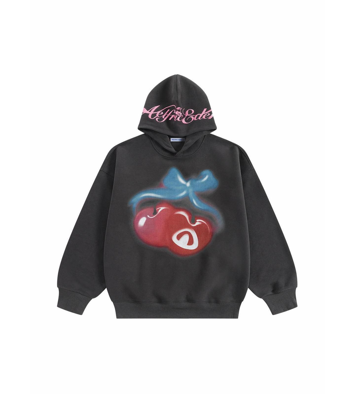 Женское худи AELFRIC EDEN Oversized Cherry-Print Pullover, цвет: Серый — фото 3