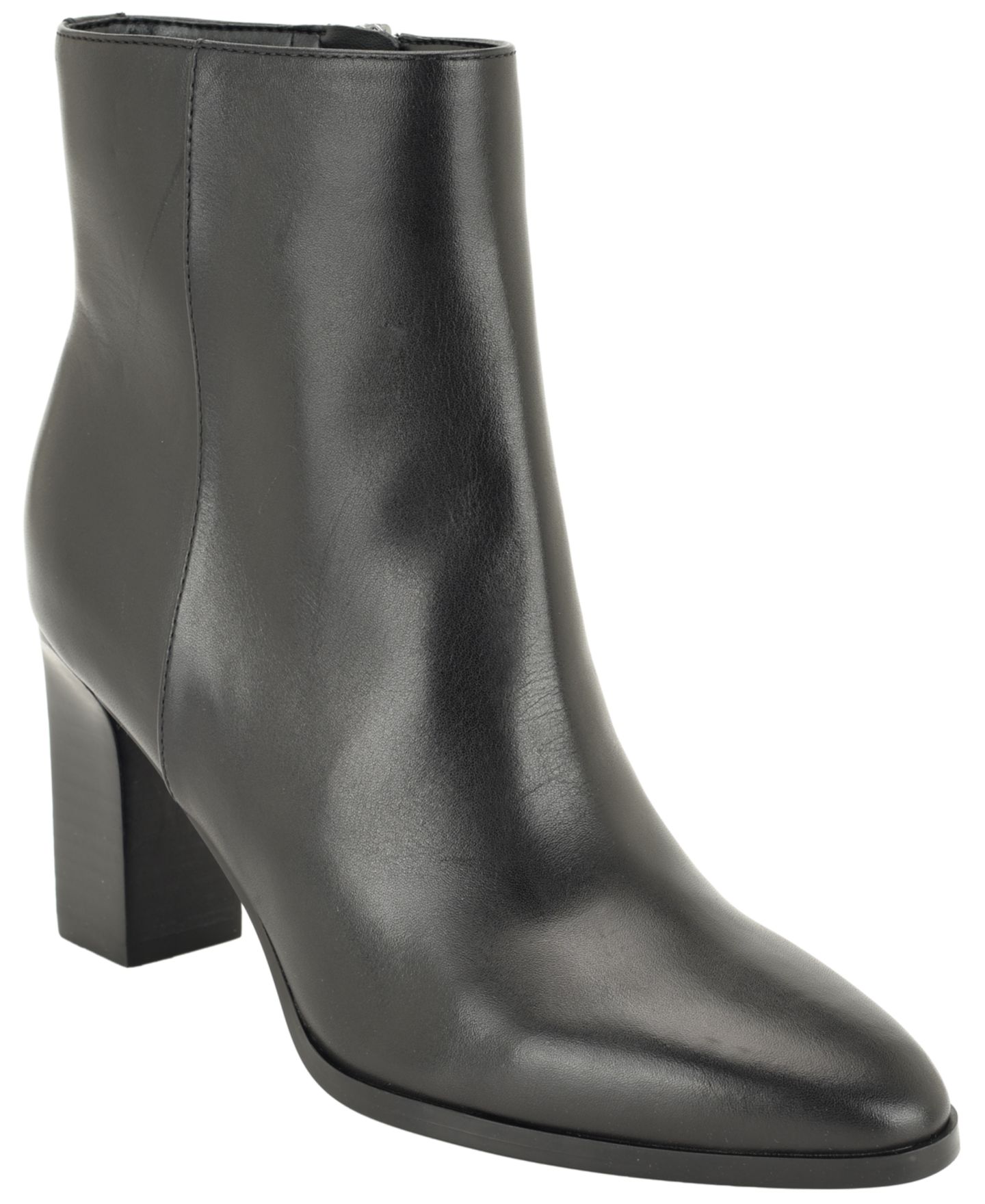 Женские ботинки Calvin Klein Deven Block Heel Booties, цвет: Чёрный кожаный — фото 1
