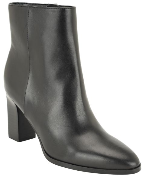 Женские ботинки Calvin Klein Deven Block Heel Booties, цвет: Чёрный кожаный