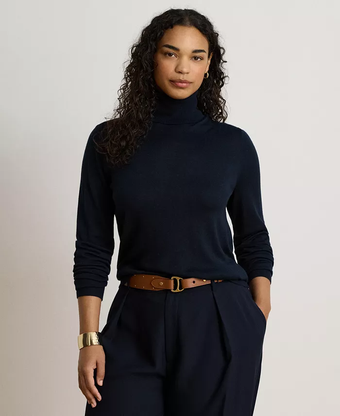 Women's Modal-Silk Blend Slim-Fit Turtleneck Sweater - thumbnail 3