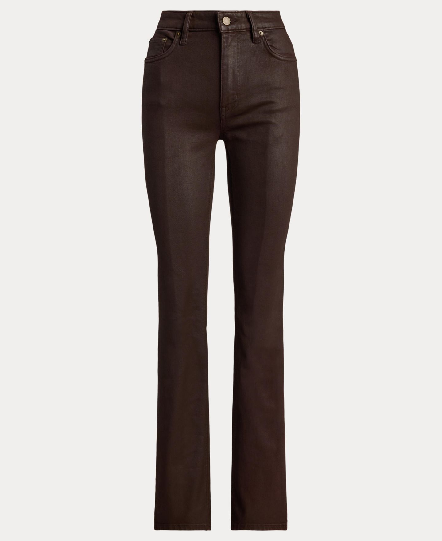 Женские джинсы Lauren Ralph Lauren High-Rise Bootcut Coated, цвет: Коричневый — фото 8