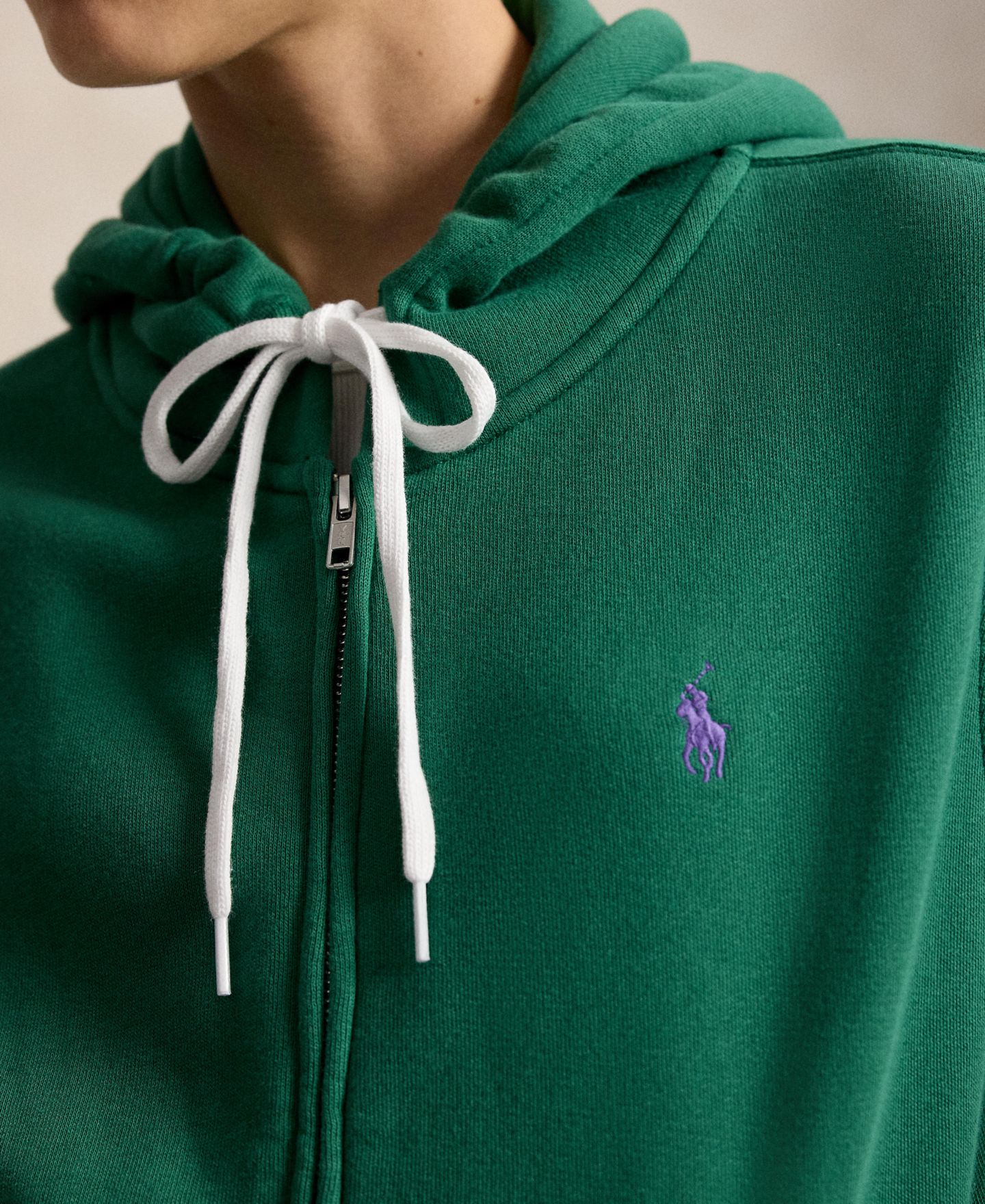 Женское худи Polo Ralph Lauren Fleece Full-Zip, цвет: Зелёный — фото 3