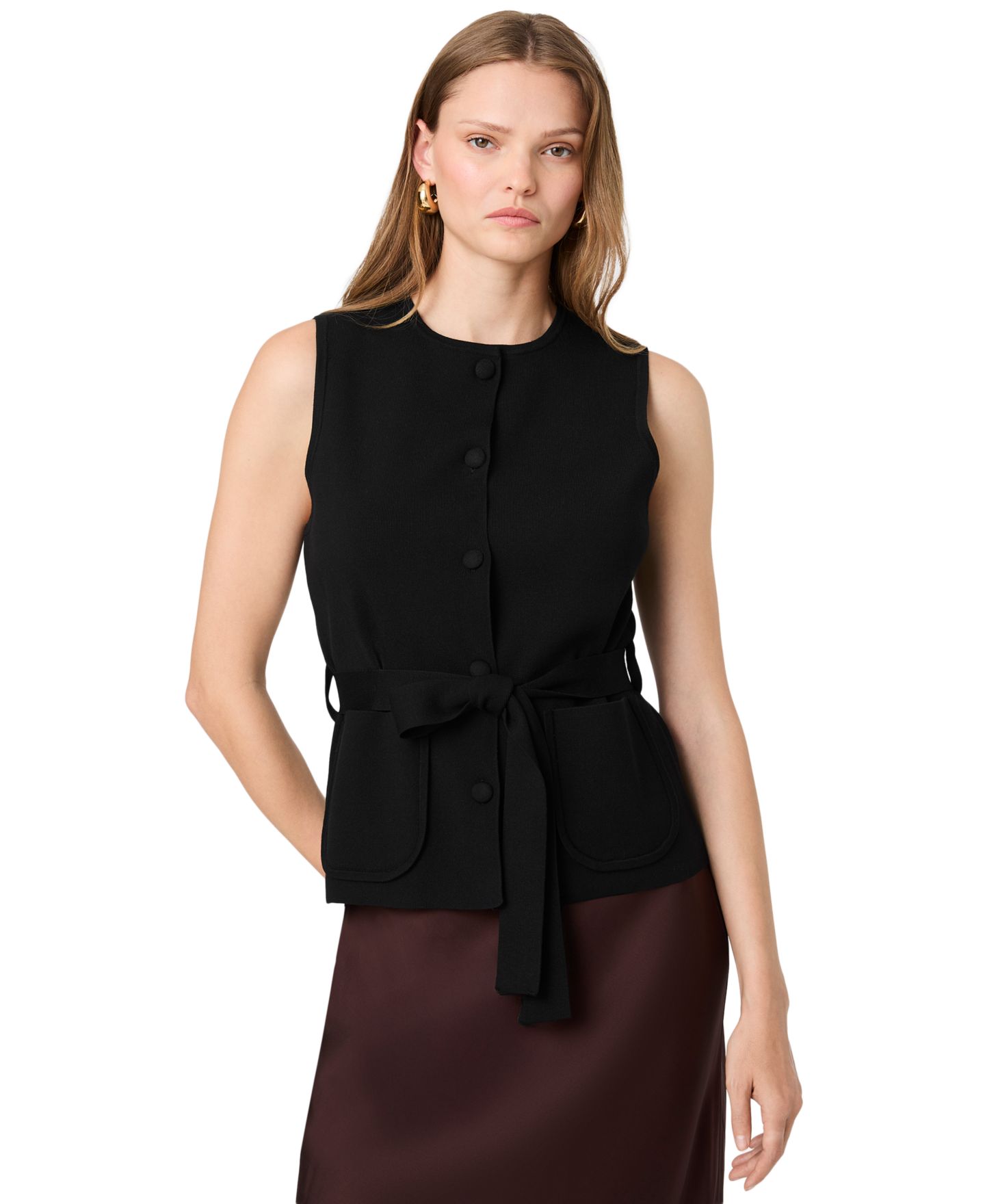 Женский топ French Connection Maxime Sleeveless Wrap, цвет: Чёрный — фото 2