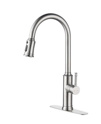 Single Handle High Arc Pull-Down Kitchen Faucet, Stainless Steel with 3-Function Sprayer and 360degree(s) Swivel