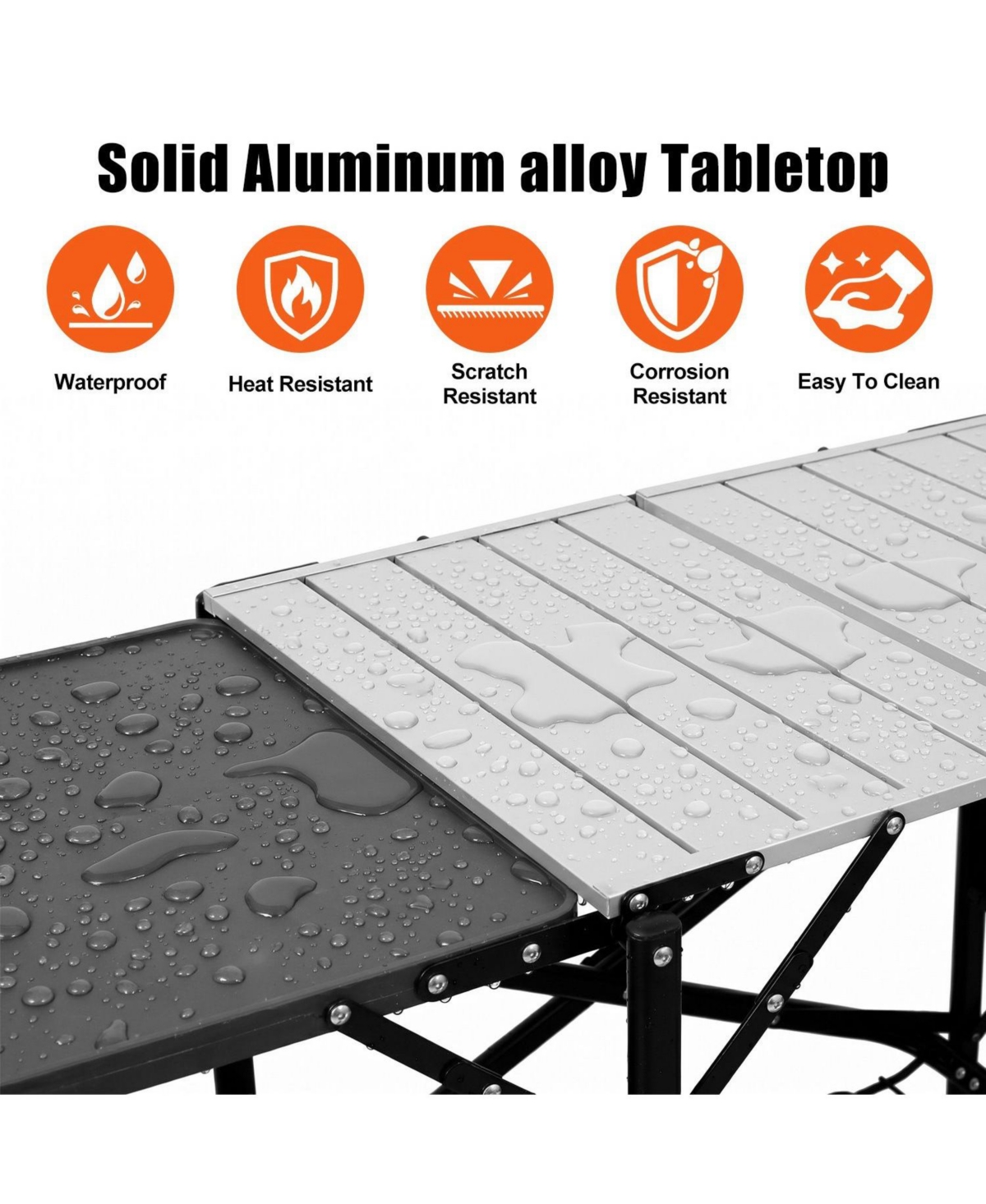 Mountaintop Folding Camping Kitchen Table, Portable Cooking Station with Heat Resistant Top