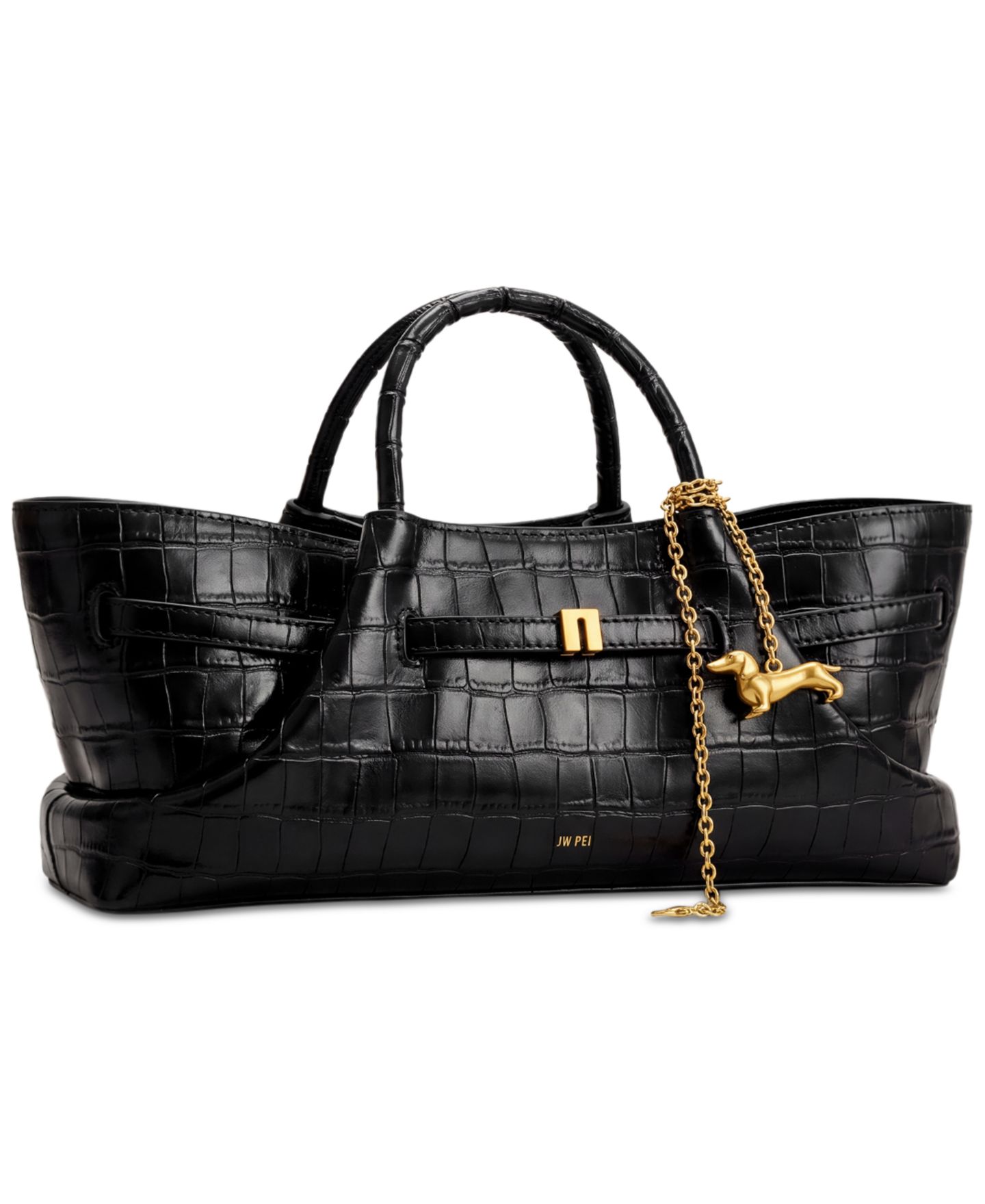 Женская сумка JW PEI Maeve Dachshund Metal Charm Medium Tote Handbag, цвет: Чёрный — фото 3