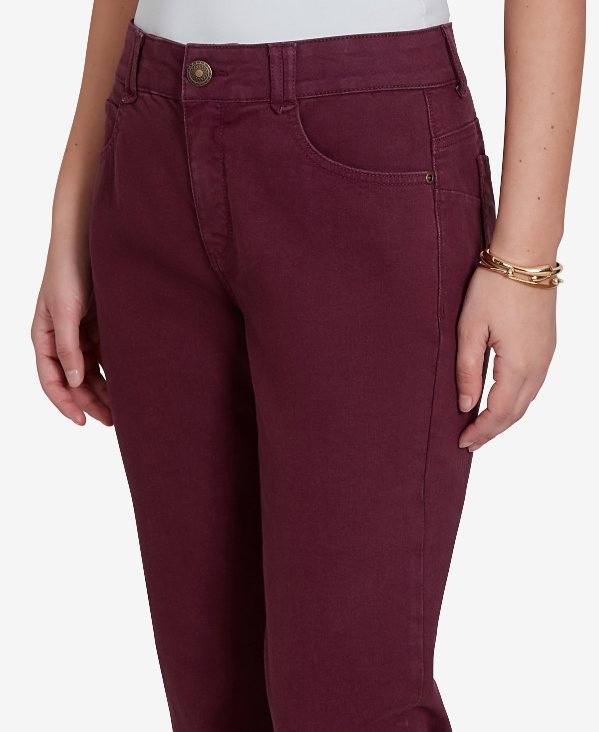 Ruby Rd. Petite Colored Denim Straight Jeans In Red