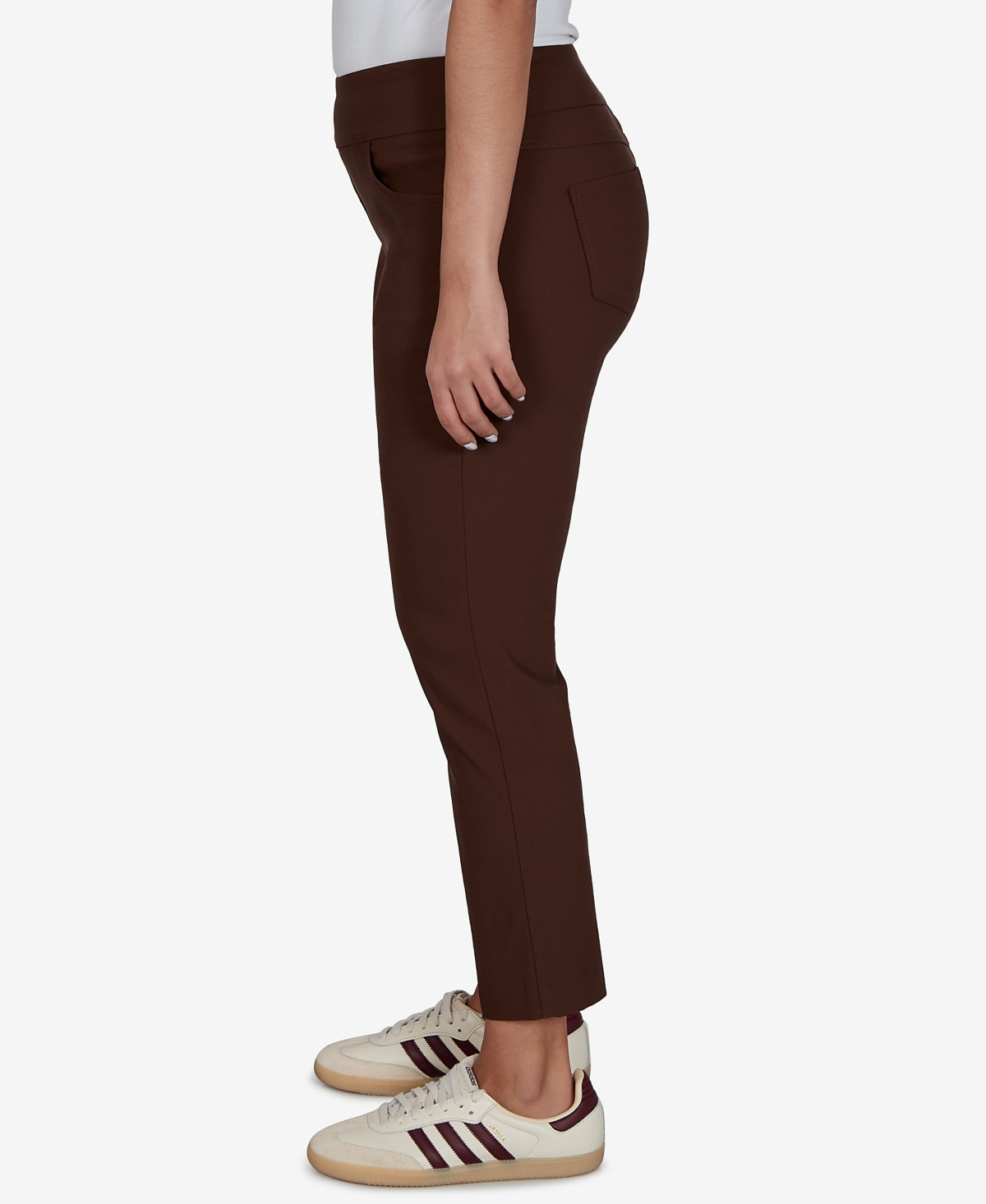Ruby Rd. Petite Alt Silky Ankle Pull-on Pants In Brown