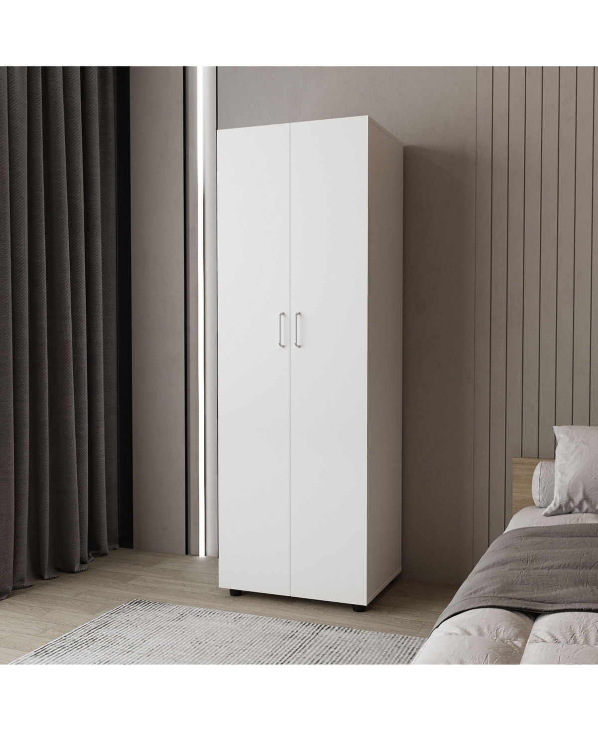 Fm Furniture Pisinemo Armoire with 2 Doors and Hanging Rod