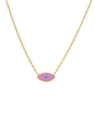 Girls Enamel Evil Eye Necklace in 14K