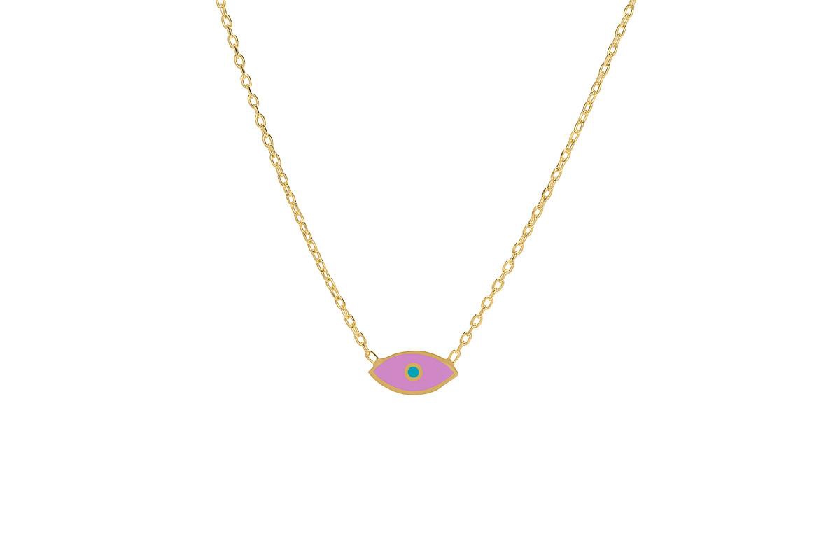 Lily Nily Girls Enamel Evil Eye Necklace in 14K - Purple
