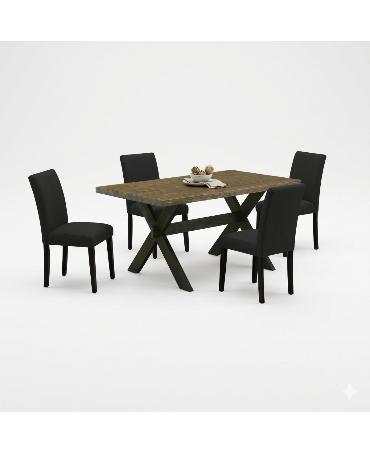 East West Furniture 5-Piece Kitchen Table Set with Upholstered Seat and High Back and a Rectangular Dining Table - Multi-color