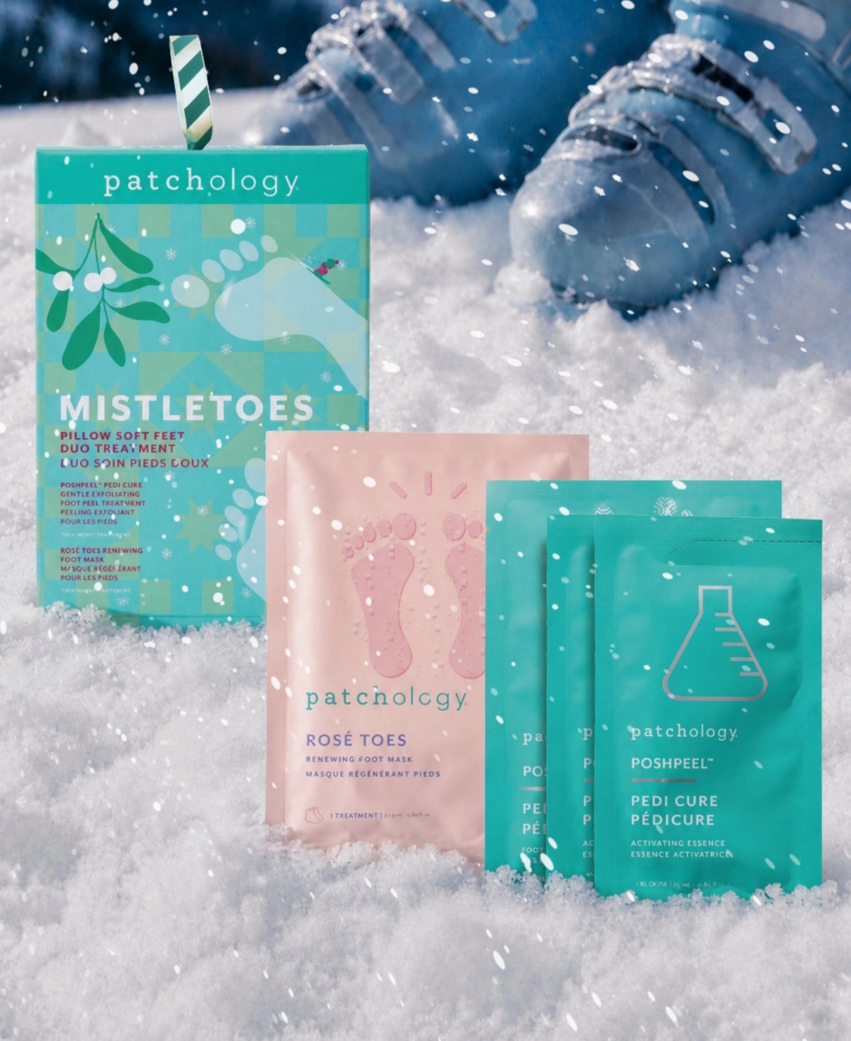 Patchology Mistletoes Foot Mask, 4-Pack