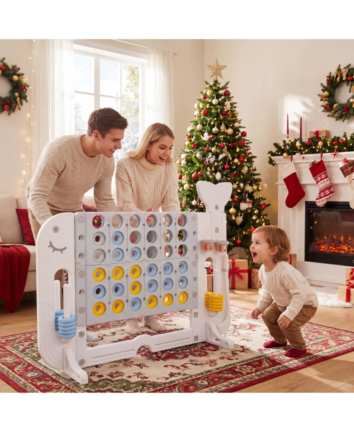Sugift 4-in-1 Giant 4-to-Score Yard Game Set, Adjustable Height, 55" x 18.5" x 42.5", Ages 5+
