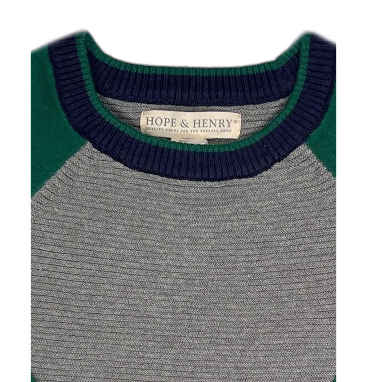 Свитер Hope & Henry Organic Long Sleeve Raglan для мальчиков-малышей, цвет: Серый / Зелёный — фото 2
