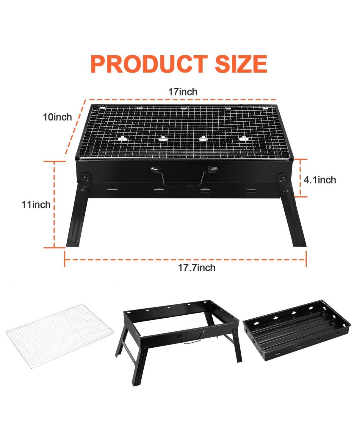 Mountaintop Foldable Portable Bbq Charcoal Grill Grill Lightweight Smoker Grill for Camping Picnics Garden Grilling