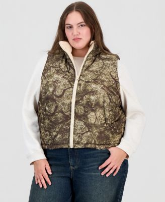 Plus Size Reversible Sherpa Puffer Vest