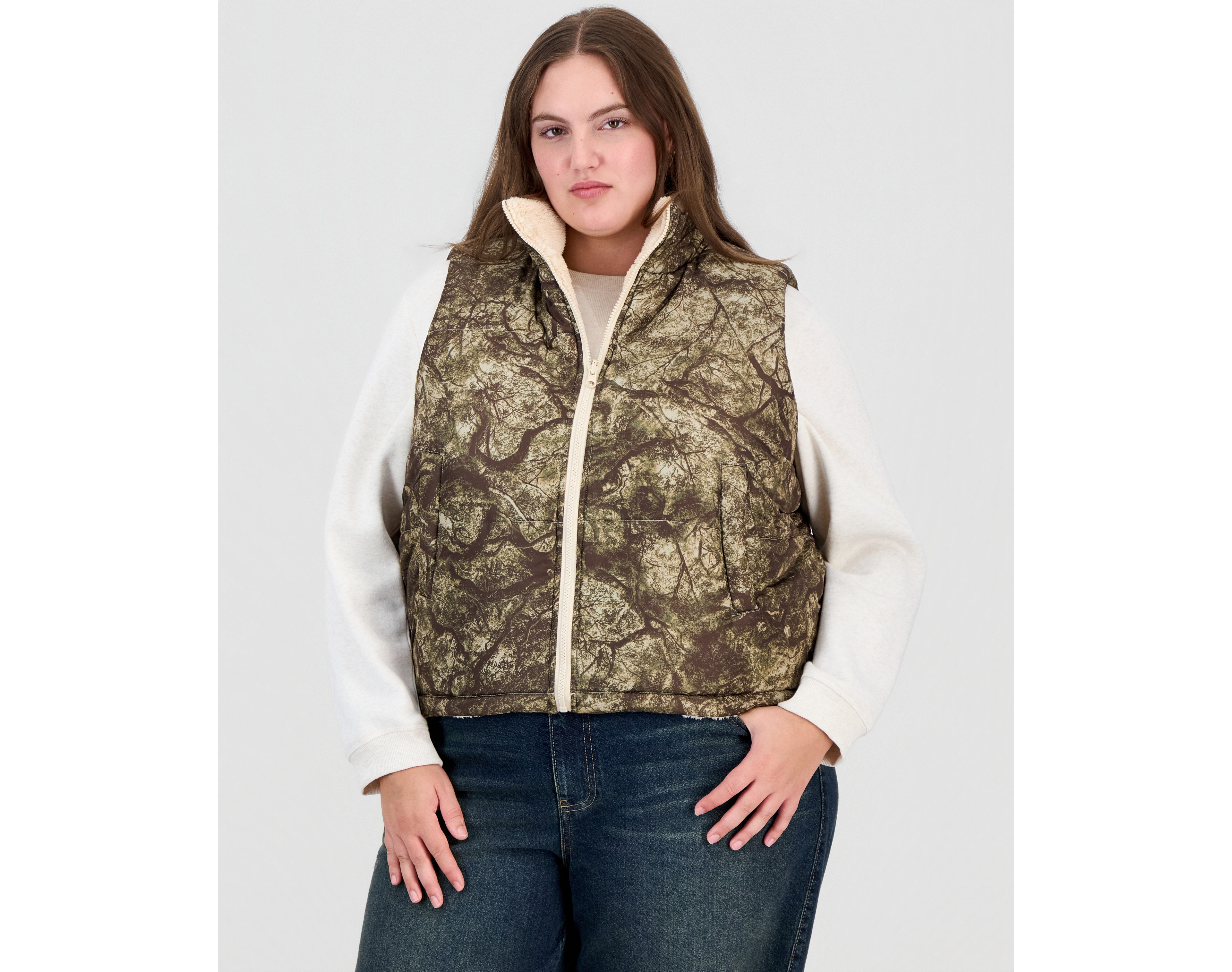 Full Circle Trends Plus Reversible Sherpa Puffer Vest