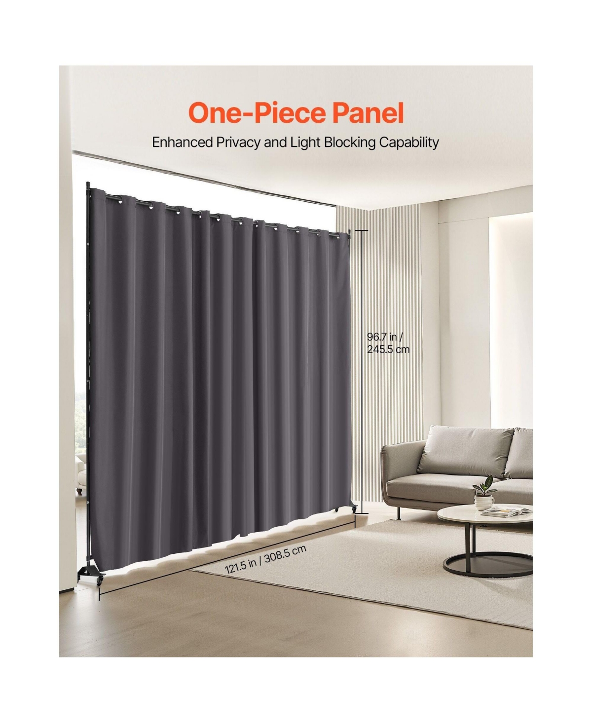 Slickblue Portable Room Divider with Wheels and Privacy Curtain