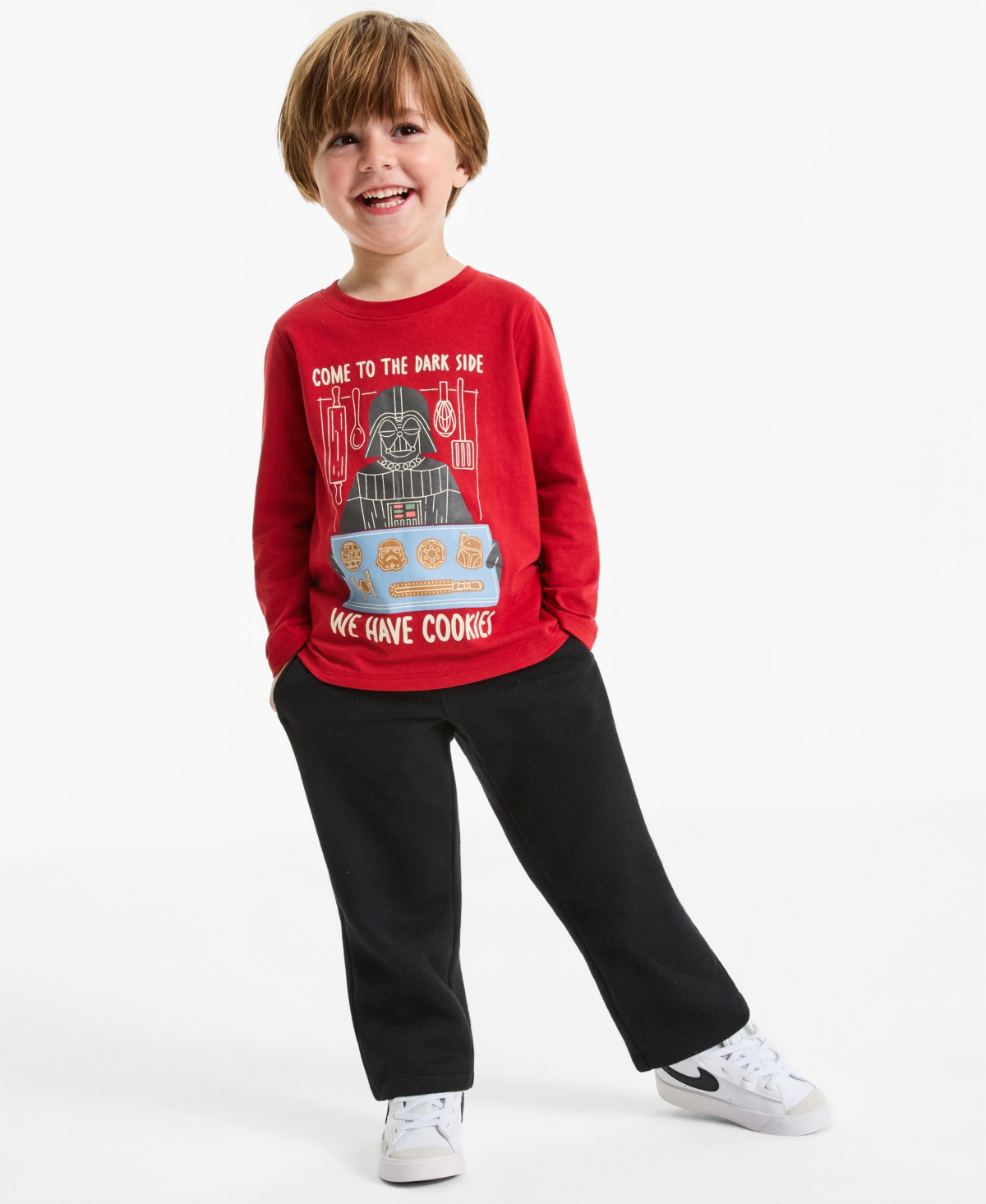Epic Threads Toddler Boys' 2T-5T Vader Cookies Star Wars Long Sleeve T-Shirt, Macy's Exclusive
