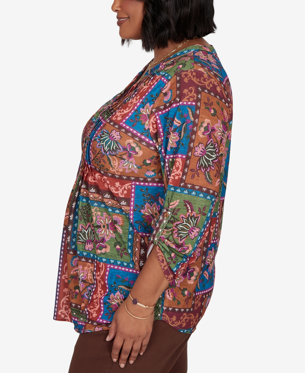 Ruby Rd. Plus Size Tapestry Floral 3/4-sleeve Blouse In Multi