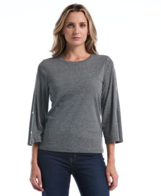 Petite 3/4-Sleeve Stud Trim T-Shirt