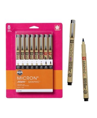 Pigma Micron Blister Card Ink Pen Set, Black, 8 Pack