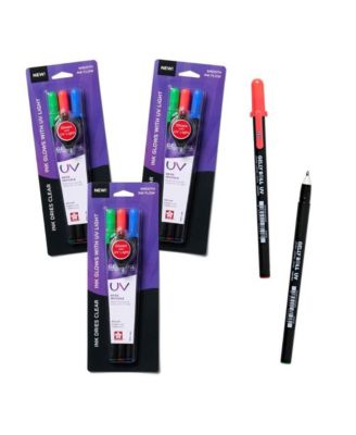Gelly Roll UV Pen - UV Gel Ink Pen with UV Keychain Flashlight - 9 Pens, 3 Lights