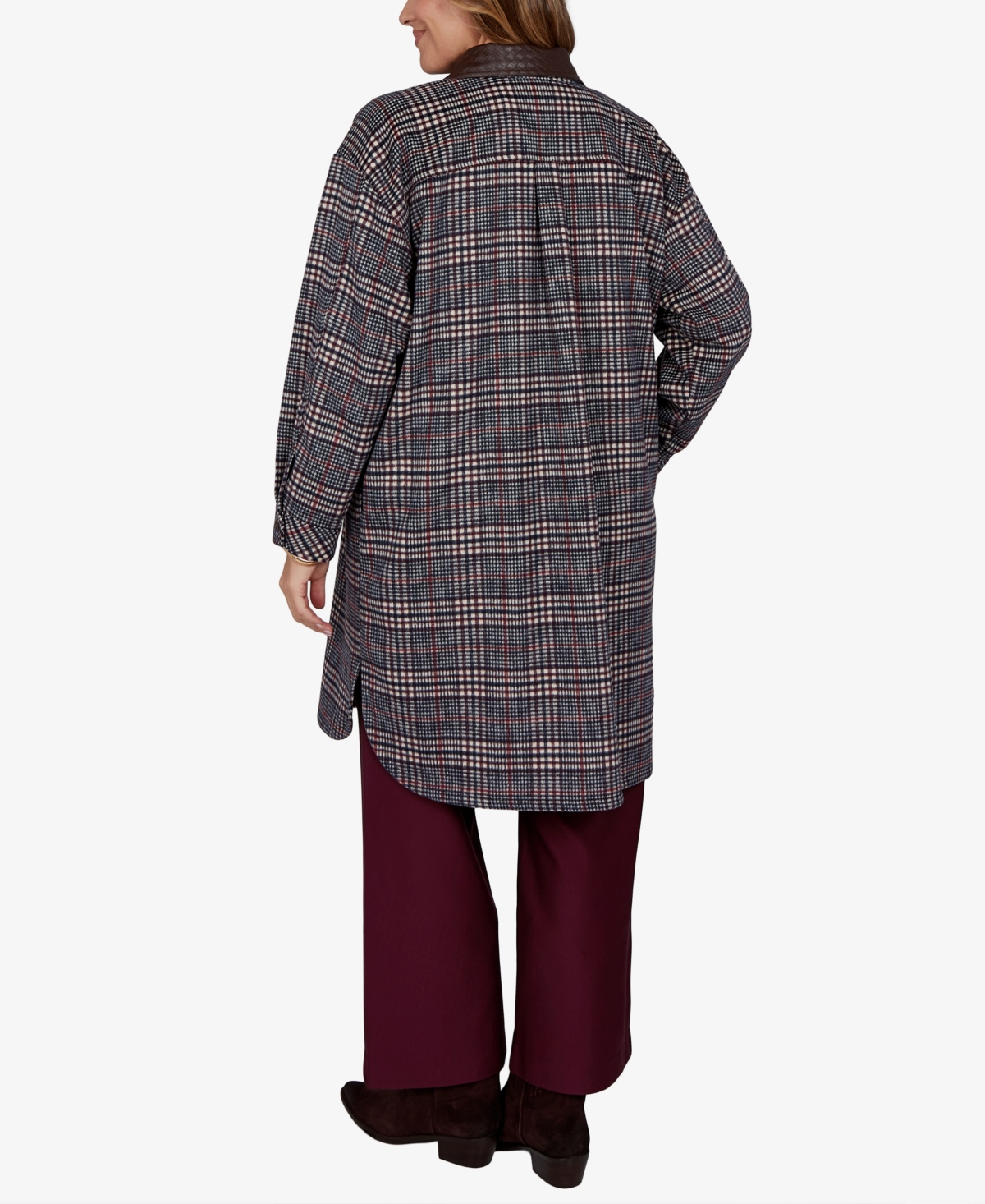 Ruby Rd. Plus Size Plaid Shirt Jacket In Gray