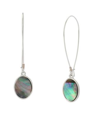 Black Lip Imitation Pearl Disc Dangle Earrings
