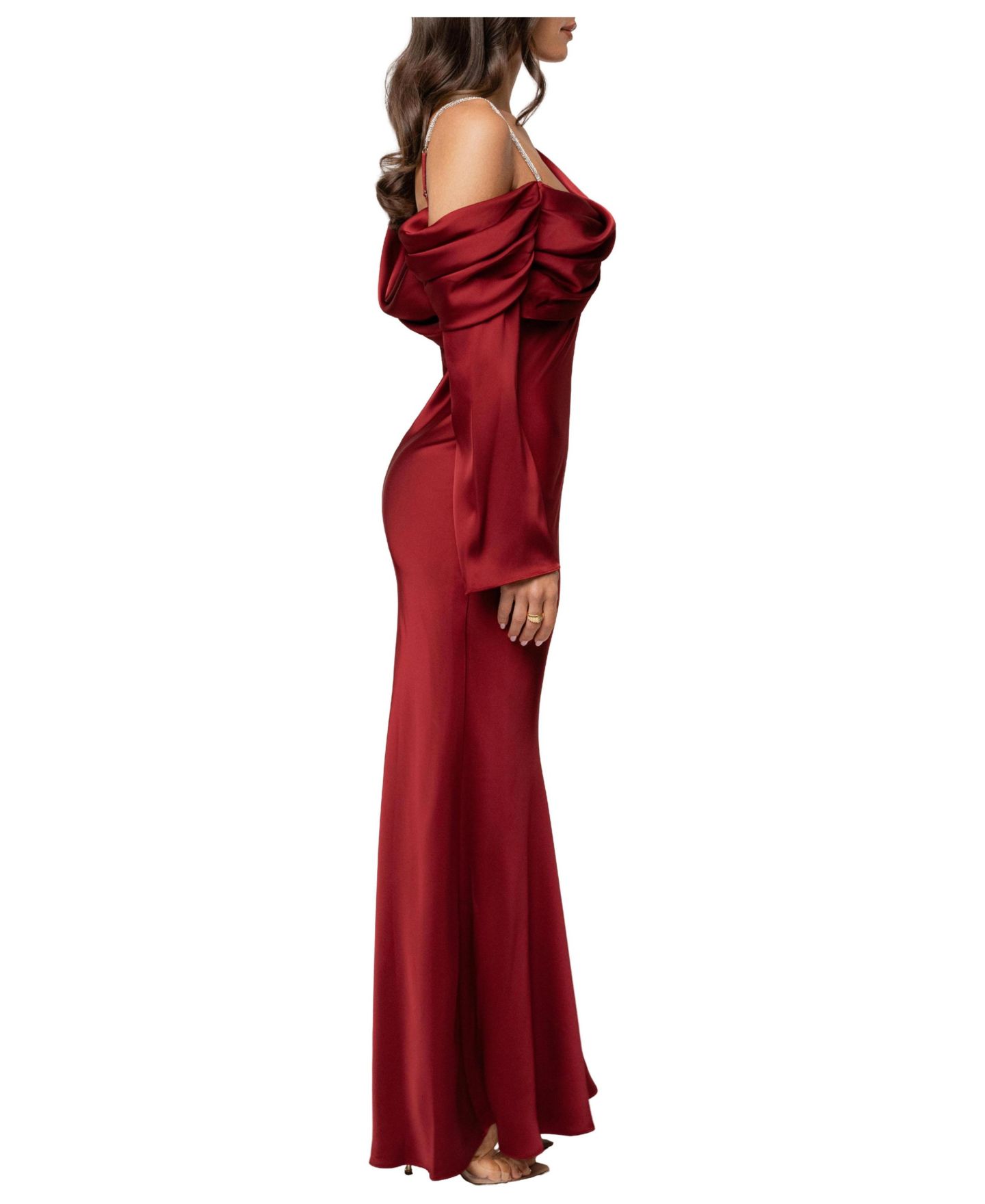 Женское платье JLUXLABEL One And Only One-Shoulder Mermaid-Hem Satin, цвет: Красный — фото 2