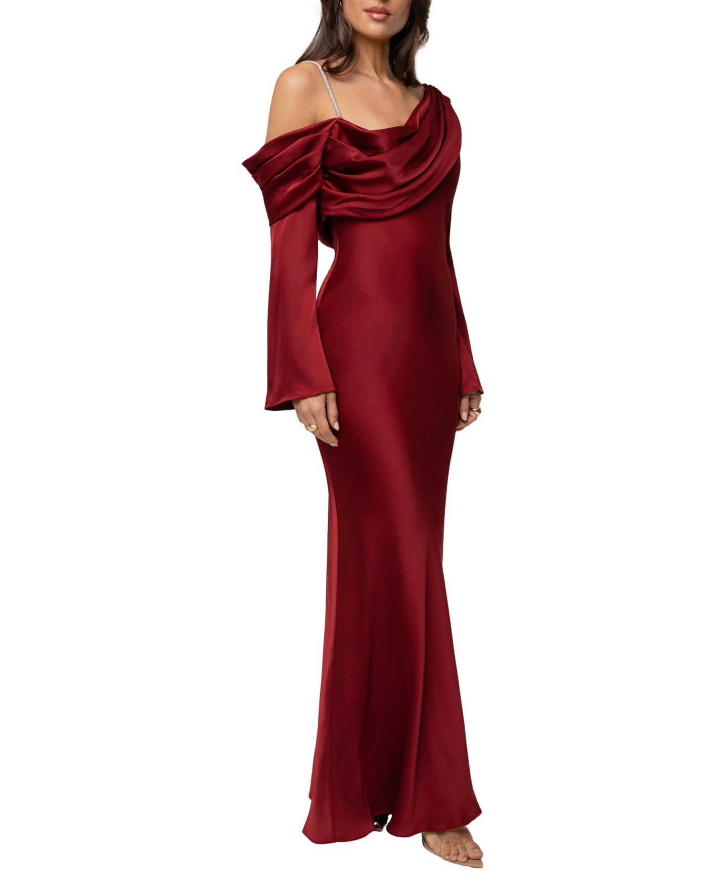 Женское платье JLUXLABEL One And Only One-Shoulder Mermaid-Hem Satin, цвет: Красный — фото 8
