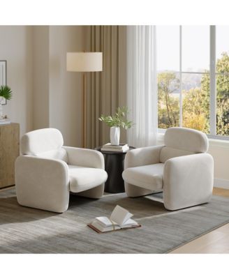 Modern Accent Chair Set of 2, Chenille Reading Chair | Pet-Friendly Armchairs with Ergonomic Lumbar Support and Solid Wood Frame