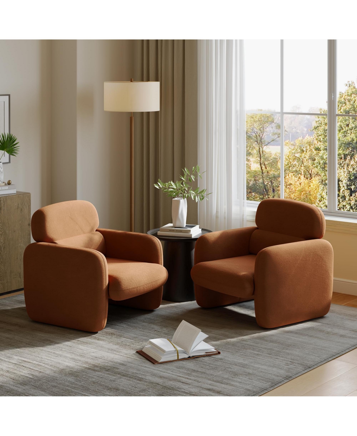 gaomon Modern Accent Chair Set of 2, Chenille Reading | Pet-Friendly Armchairs with Ergonomic Lumbar Support and Solid Wood Frame