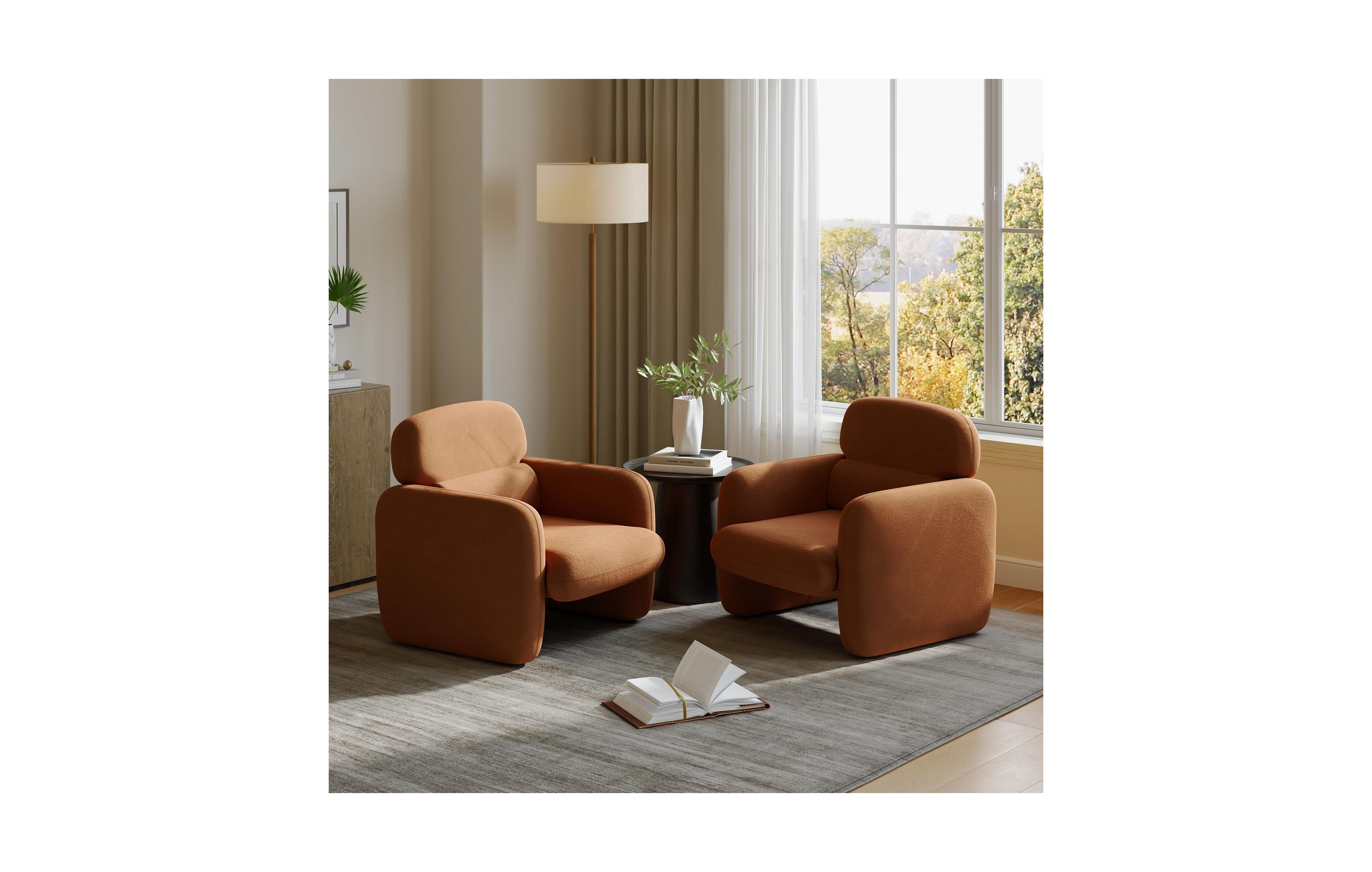 gaomon Modern Accent Chair Set of 2, Chenille Reading | Pet-Friendly Armchairs with Ergonomic Lumbar Support and Solid Wood Frame